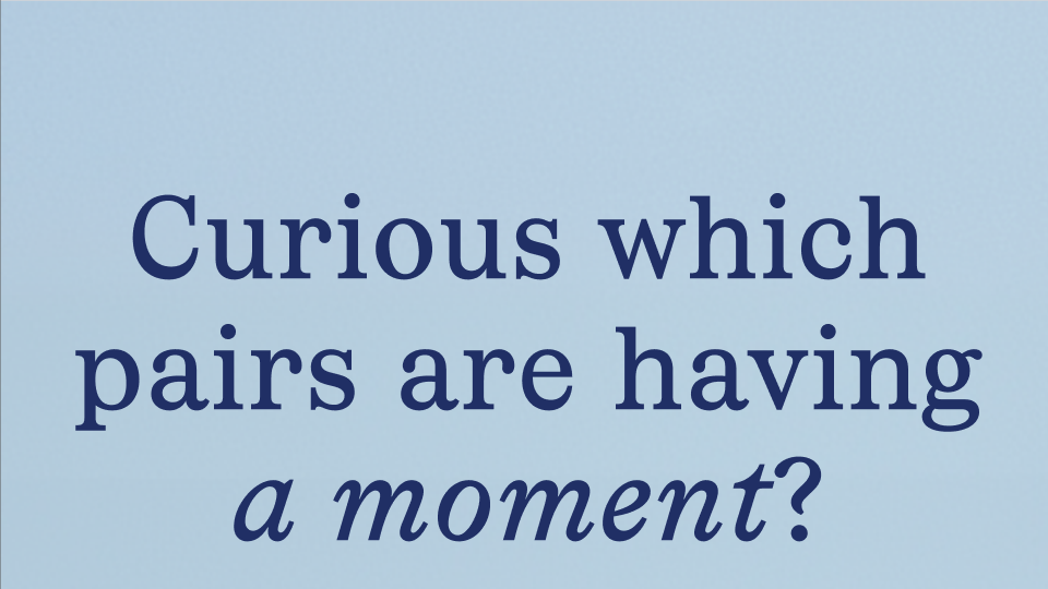 Curious which pairs are having a moment?