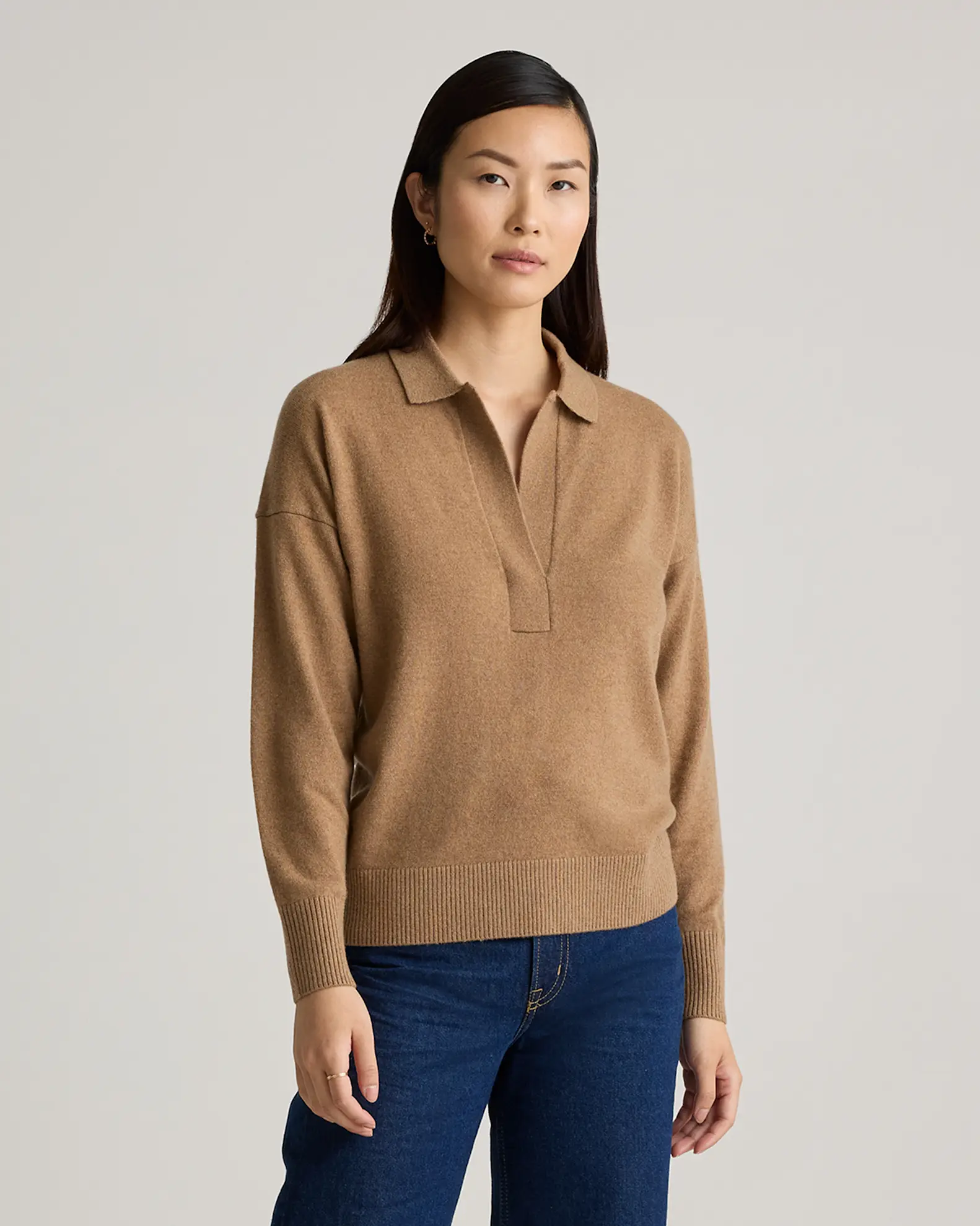 Mongolian Cashmere Polo Sweater