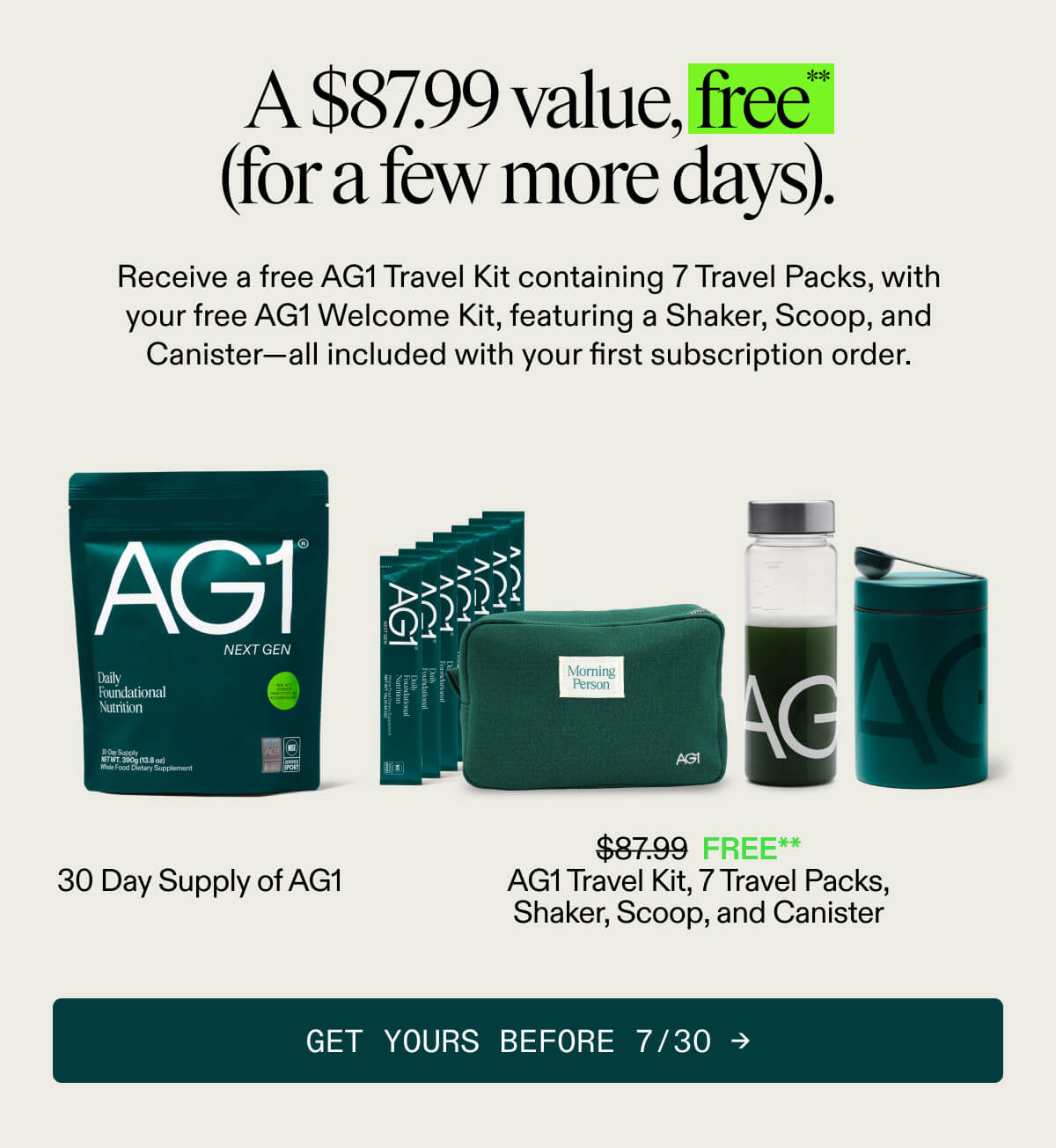 a $87.99 value, FREE