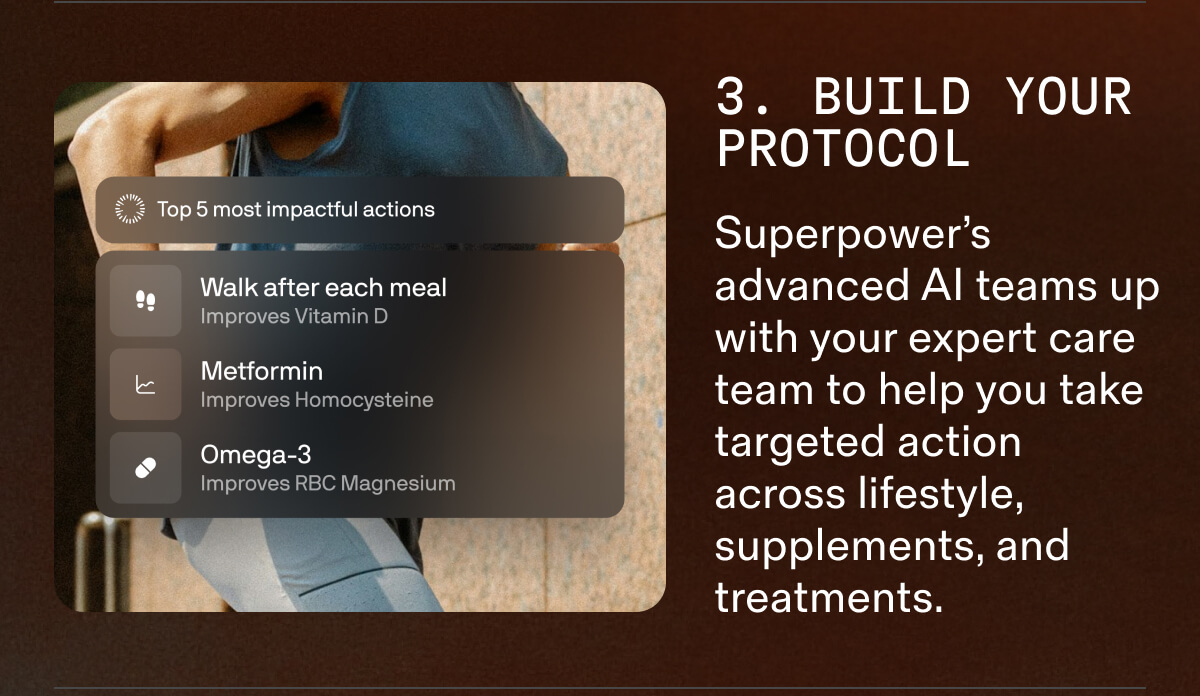 Step 3: Build your protocol with Superpower&rsquo;s AI and expert care team.