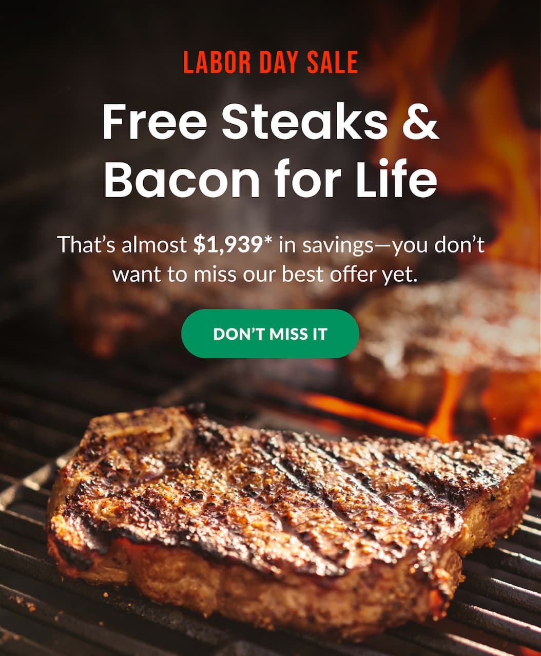 LABOR DAY SALE: Free Steaks & Bacon For Life | DON'T MISS IT