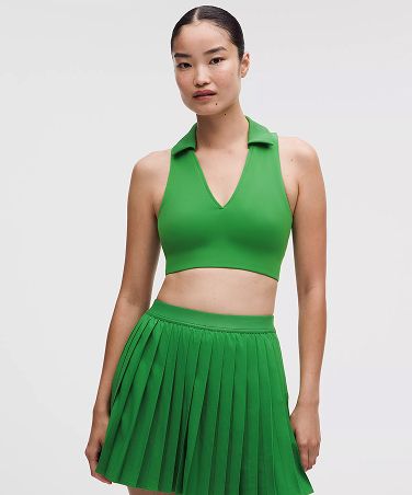 Collared Longline Ribbed Tennis Bra *Medium Support, B/C Cup