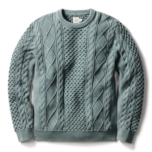 Washed Cotton Cableknit Crewneck