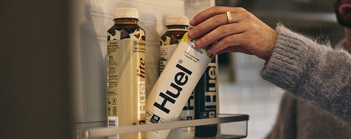 Huel lined up in fridge