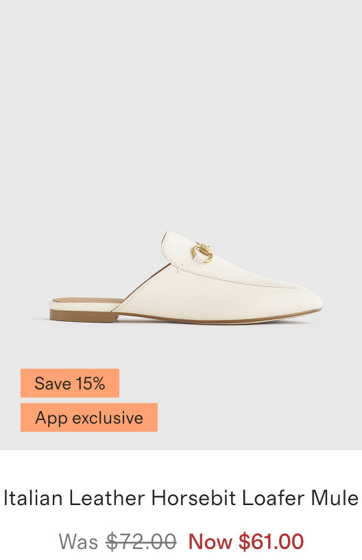 Italian Leather Horsebit Loafer Mule