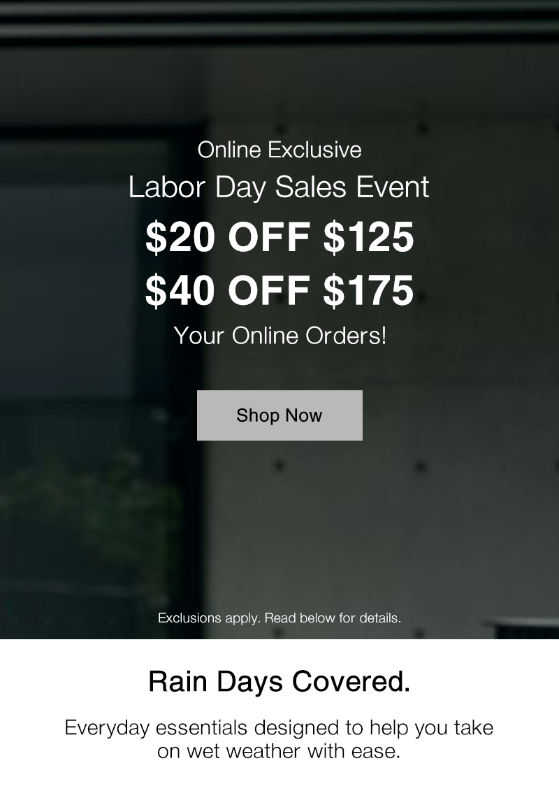 Shop Labor Day Sales Event $20 OFF $125, $40 OFF $175 