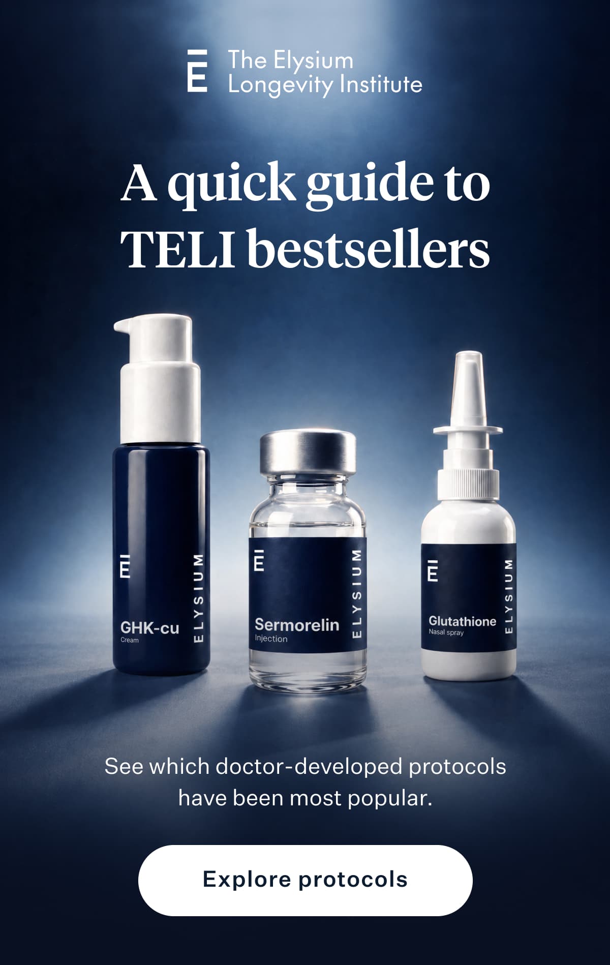 The Elysium Longevity Institute | A quick guide to TELI bestsellers | See which doctor-developed protocols have been most popular. Explore protocols