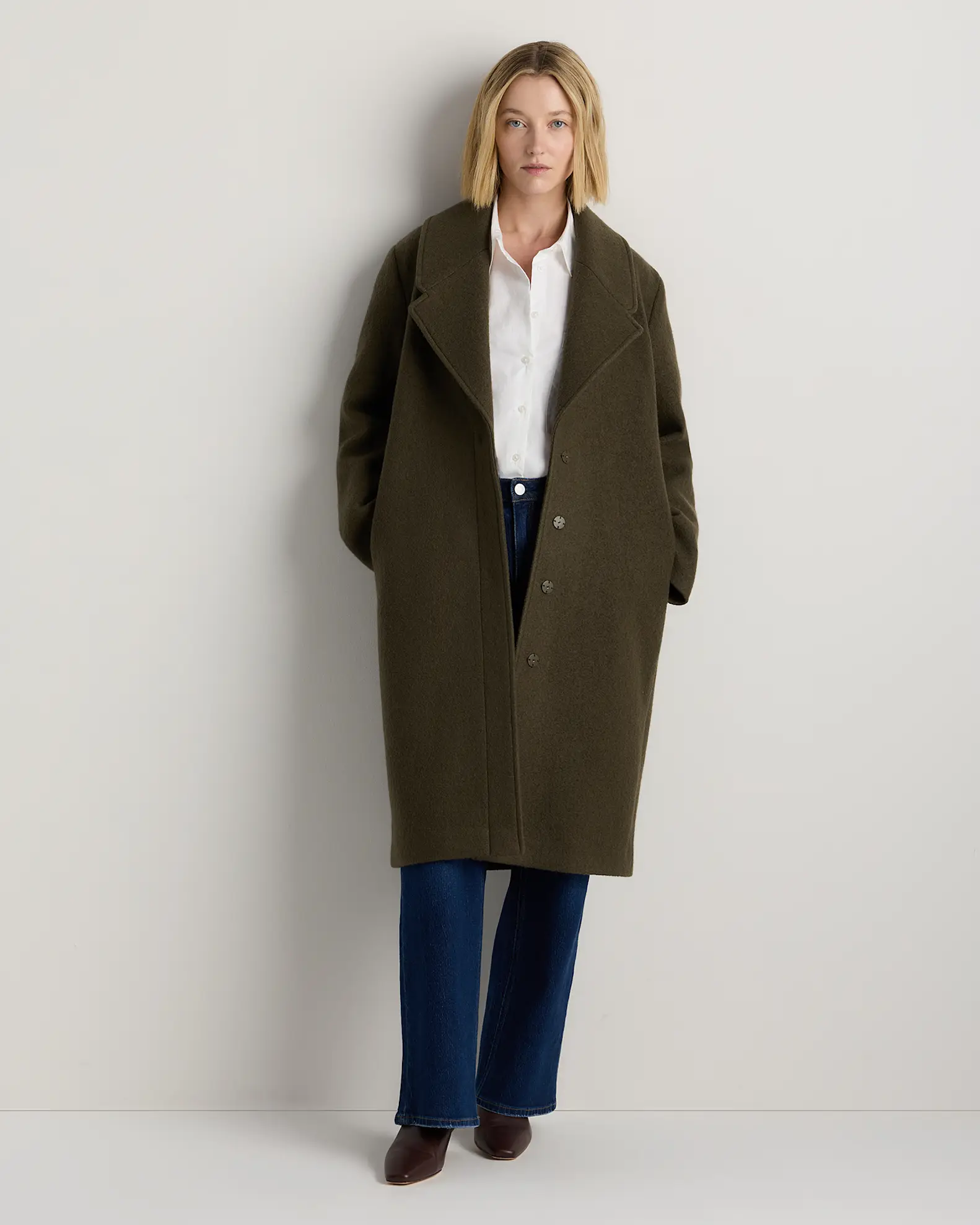 100% Merino Wool Shawl Collar Long Coat