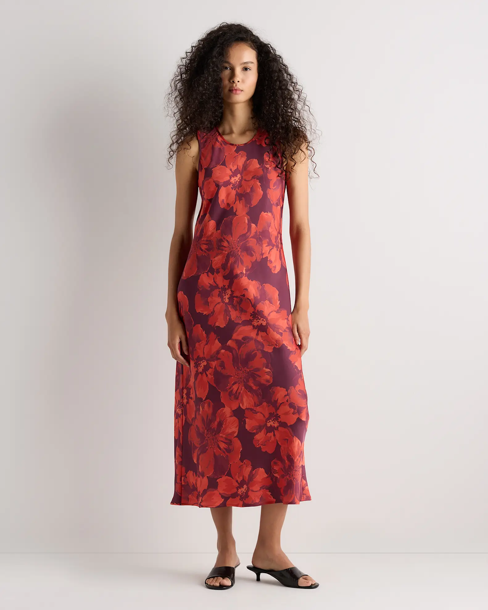 Washable Stretch Silk Tank Midi Dress