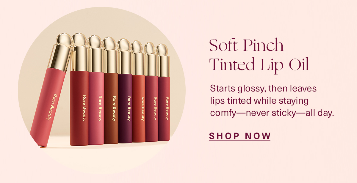 Soft pinch tinted lip oil - starts glossy, then leaves lips tinted while staying comfy - nevery sticky - all day. shop now