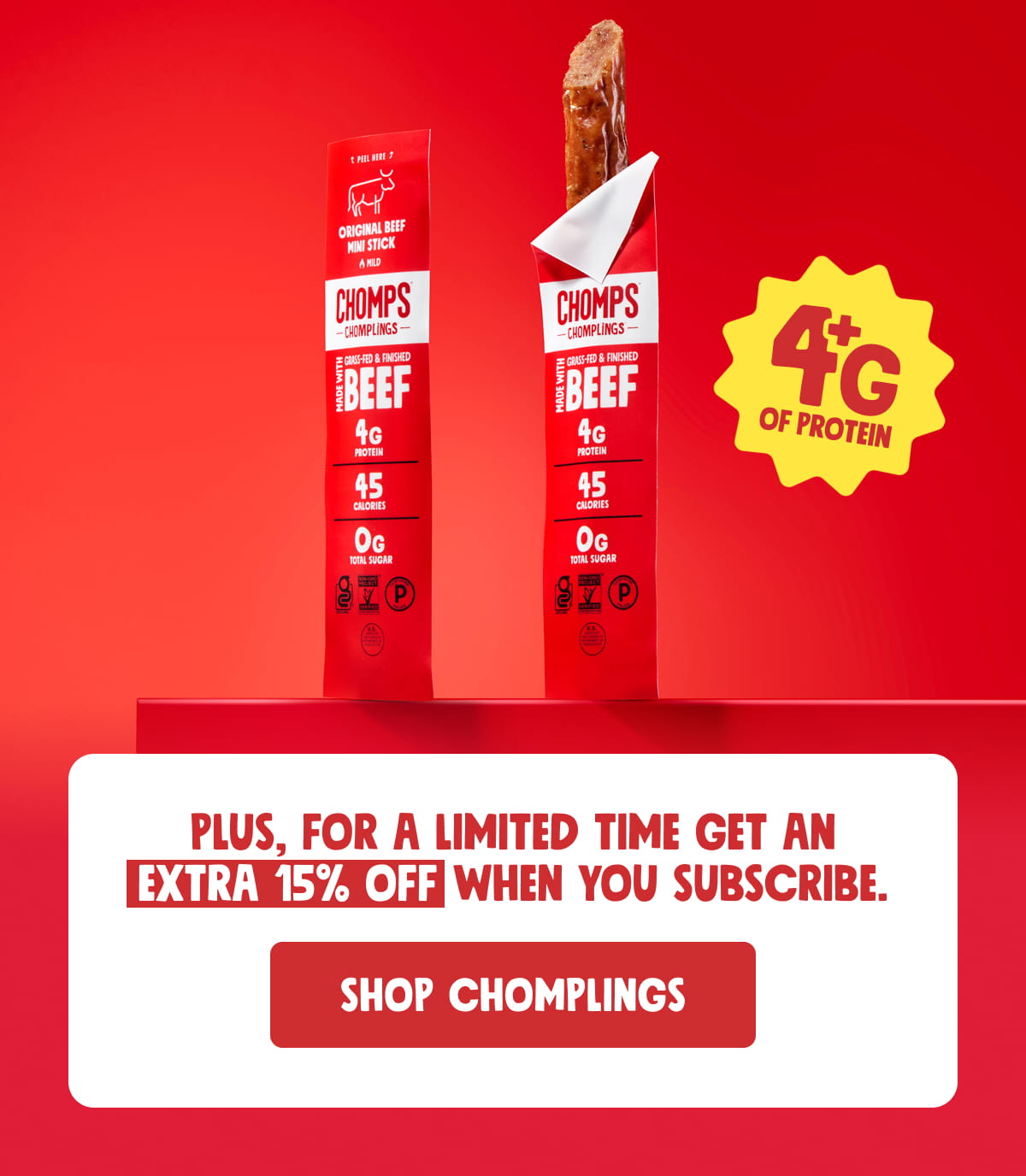 Plus, for a limited time get an extra 15% off when you subscribe. Shop Chomplings