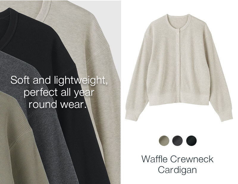 Waffle Crewneck Cardigan