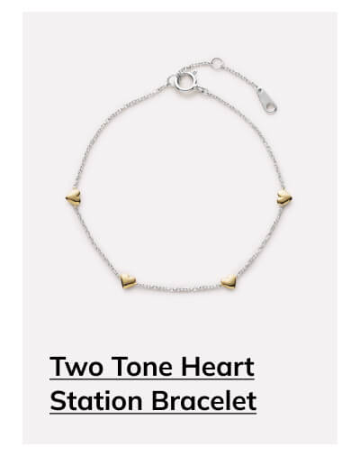 Two Tone Heart Station Bracelet