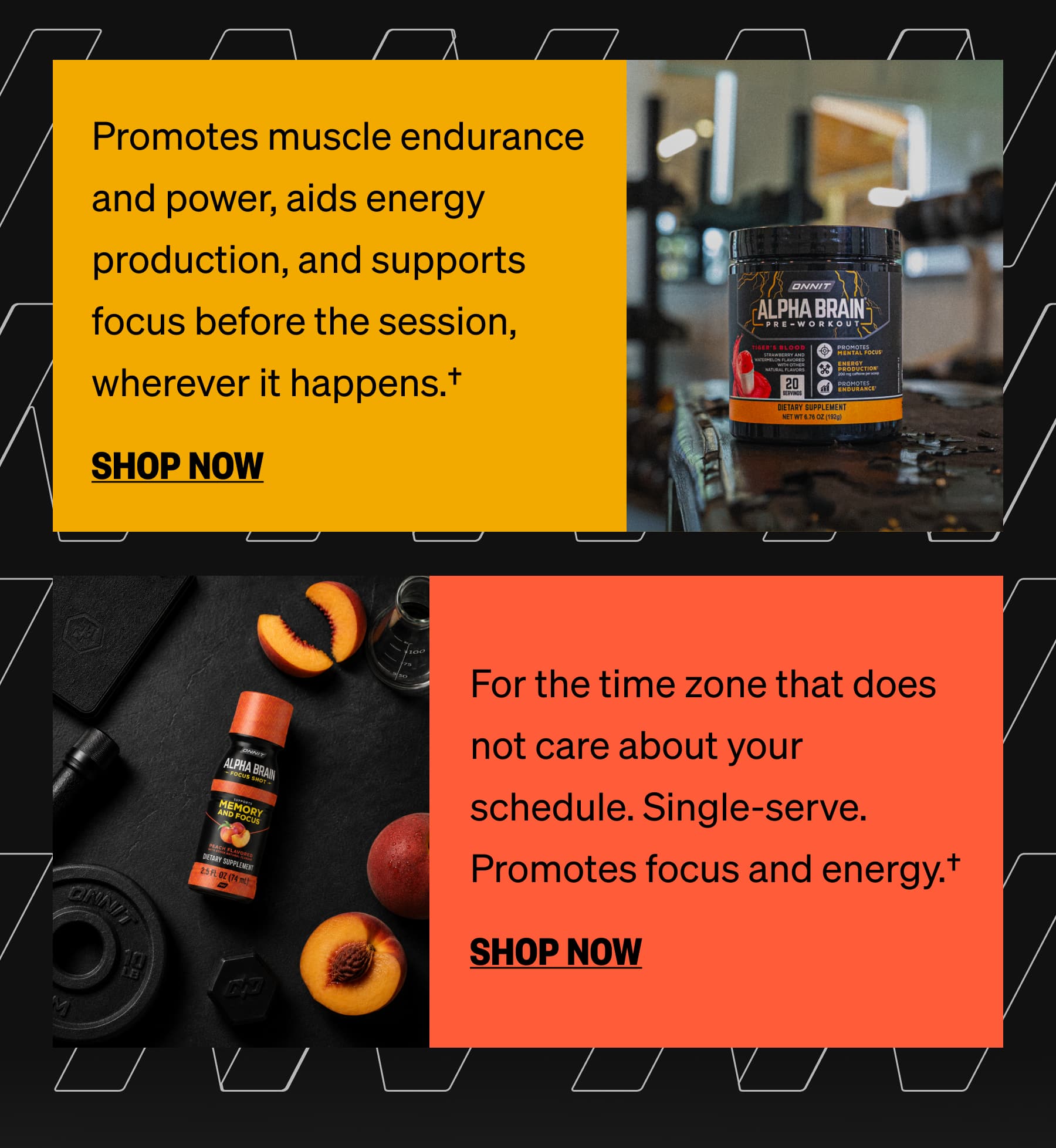 Promotes muscle endurance and power, aids energy production, and supports focus before the session, wherever it happens.&dagger; SHOP NOW | For the time zone that does not care about your schedule. Single-serve. Promotes focus and energy.&dagger; SHOP NOW