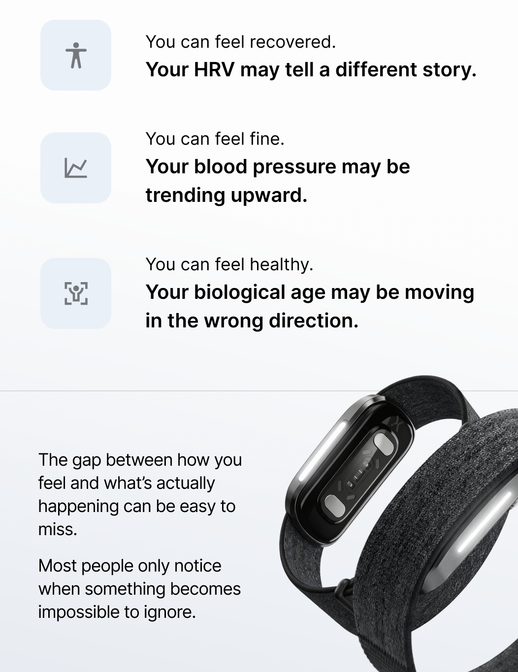 How you feel and what's happening with your HRV, blood pressure, and biological age don't always line up.