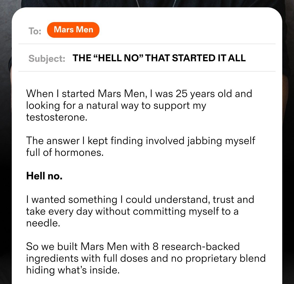 To: Mars Men | Subject: THE &ldquo;HELL NO&rdquo; THAT STARTED IT ALL