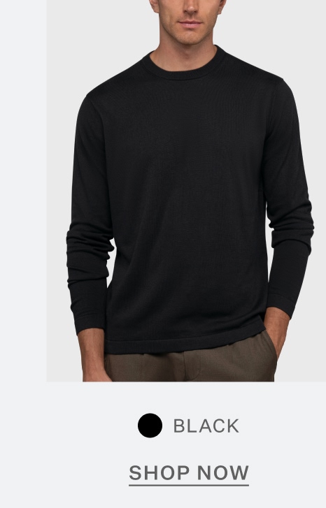 Riviera Luxe Knit Crewneck Long Sleeve Tee - Black