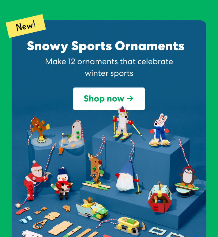 Snowy Sports Ornaments. New. Make 12 ornaments that celebrate winter sports. A collection of colorful handmade winter sports ornaments. Shop now ->
