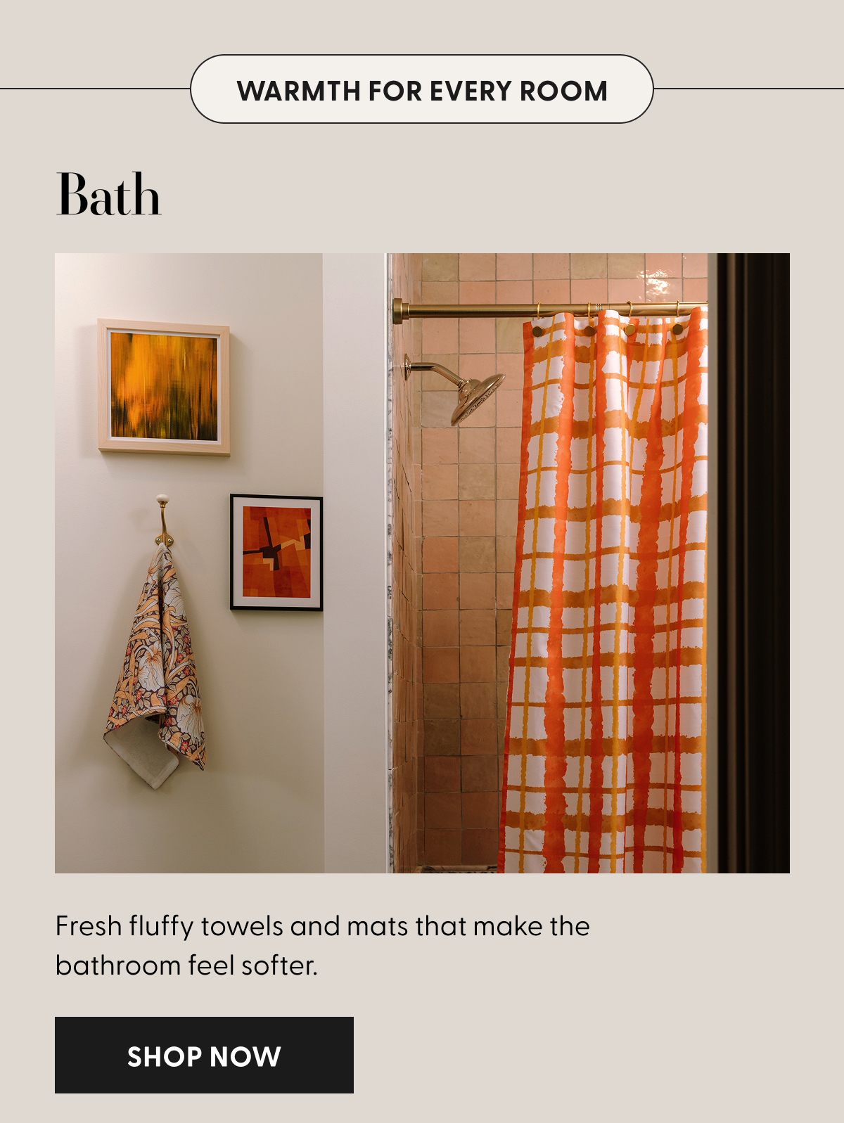 Fresh fluffy towels and mats that make the bathroom feel softer.