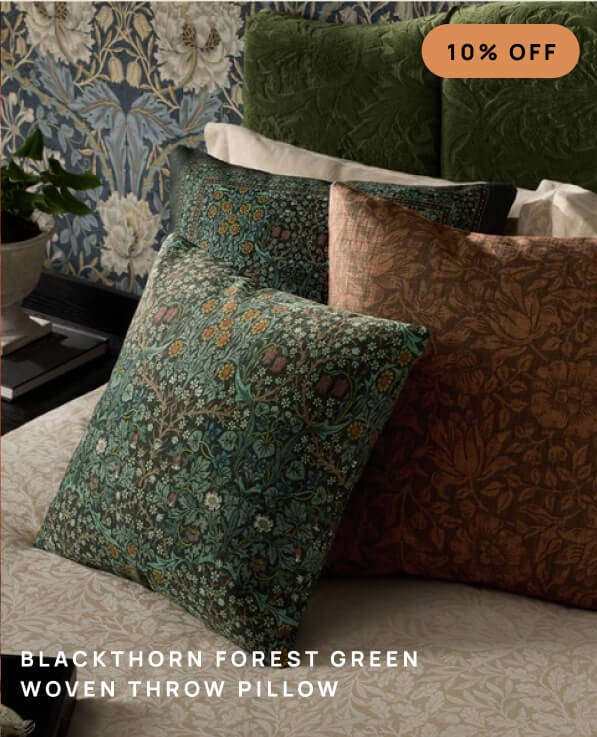 Blackthorn Forest Green Woven Throw Pillow