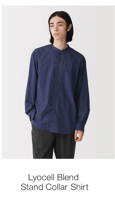 Shop Lyocell Blend Stand Collar Shirt
