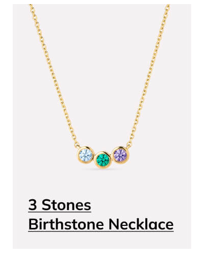 3 Stones Birthstone Necklace