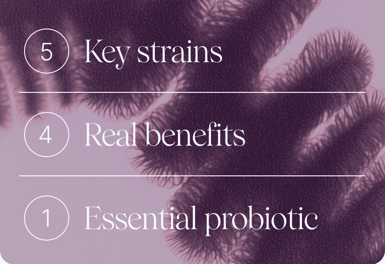 5 Key strains, 4 Real benefits, 1 Essential probiotic
