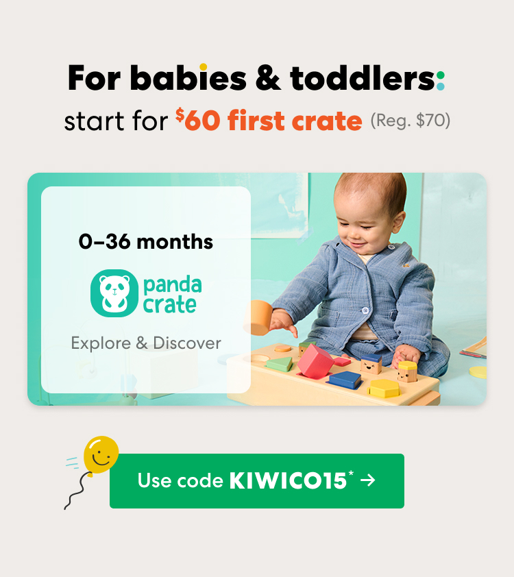 For babies and toddlers - lock in $60 per crate. Regularly $70.Explore and discover Panda Crate. For ages 0 - 36 months. A toddler plays with colorful hands-on learning materials. Use code KIWICO15 ->