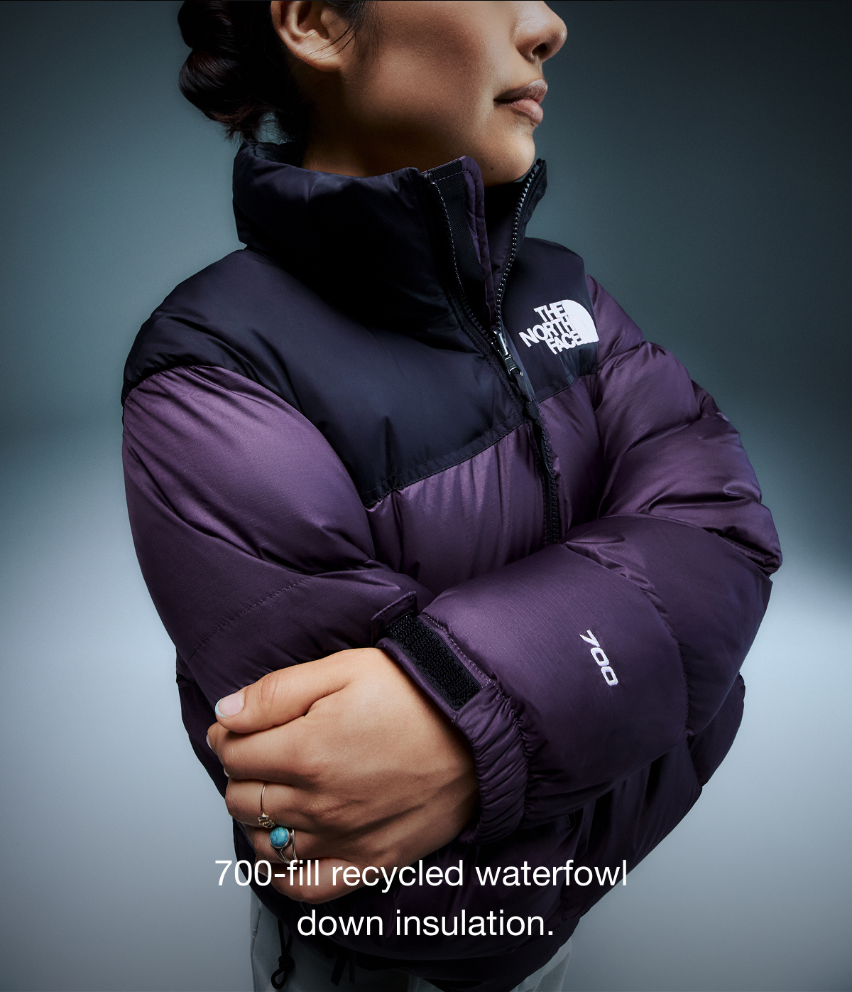 700-fill recycled waterfowl  down insulation. 