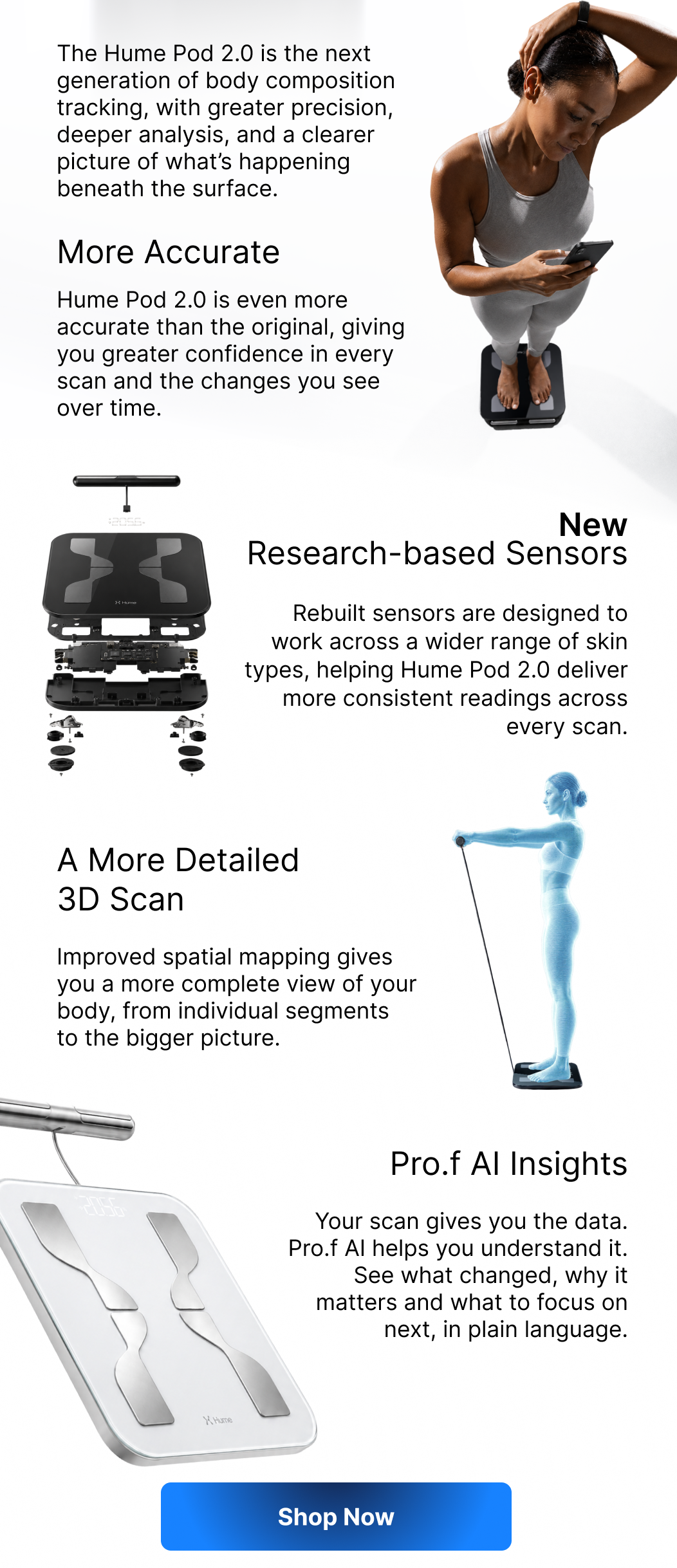 Rebuilt sensors, a more detailed 3D scan, and Pro.f AI insights that explain what changed, why it matters, and what to focus on next.