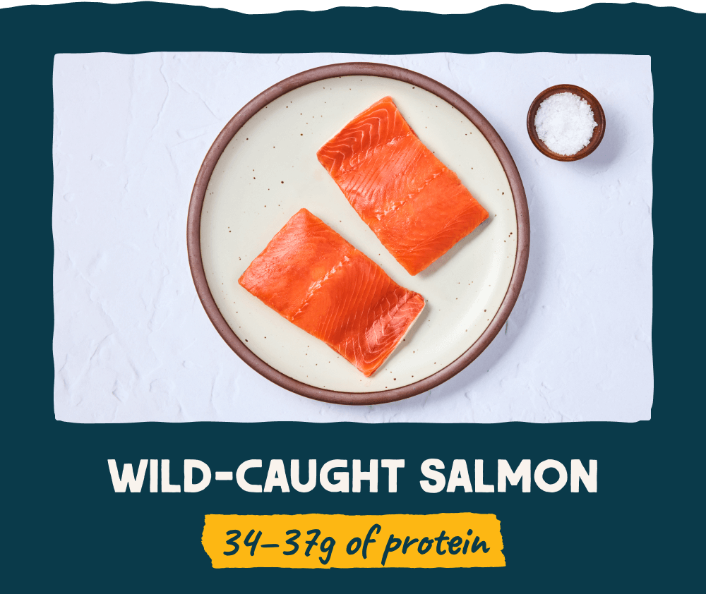 Wild Caught Salmon with 34-37 grams of protein