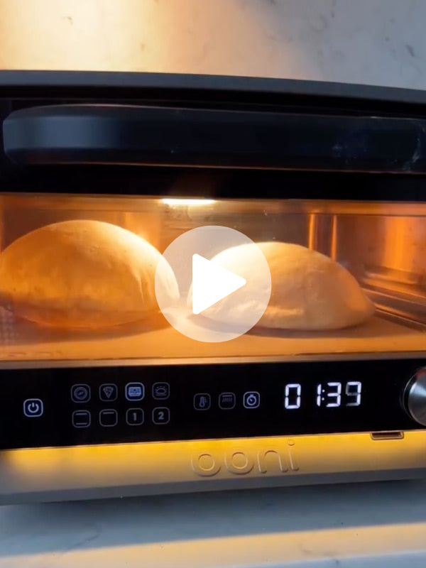 Still from Lacey Ostermann&rsquo;s pita bake in Ooni Volt 2