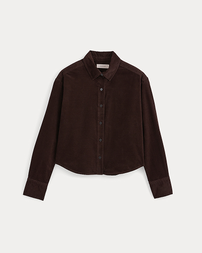 Image | Cropped Shirt in Pinwale Corduroy | Coffee Bean