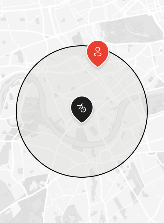 Two pictures. The map of our test rides and a Cowboy 4 rider pushing on the pedals.