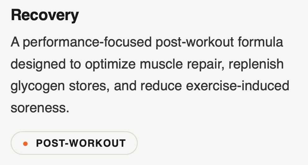 Recovery is a performance focused post workout formula