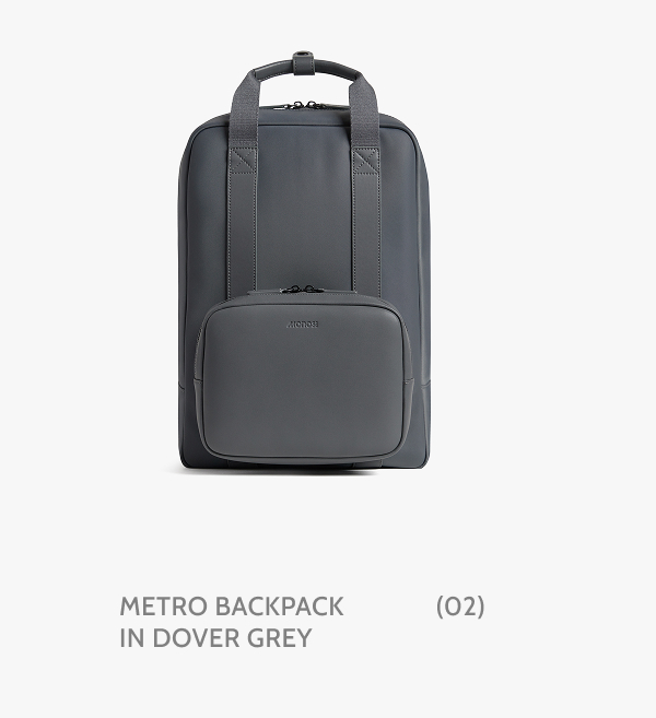 Metro Backpack in Dover Grey. (02)