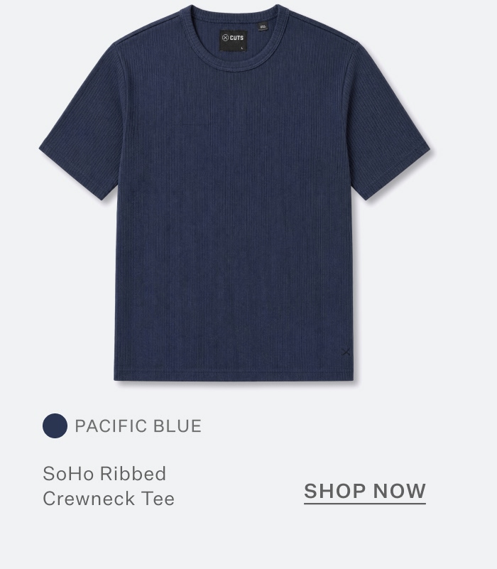 SoHo Ribbed Crewneck Tee - Pacific Blue