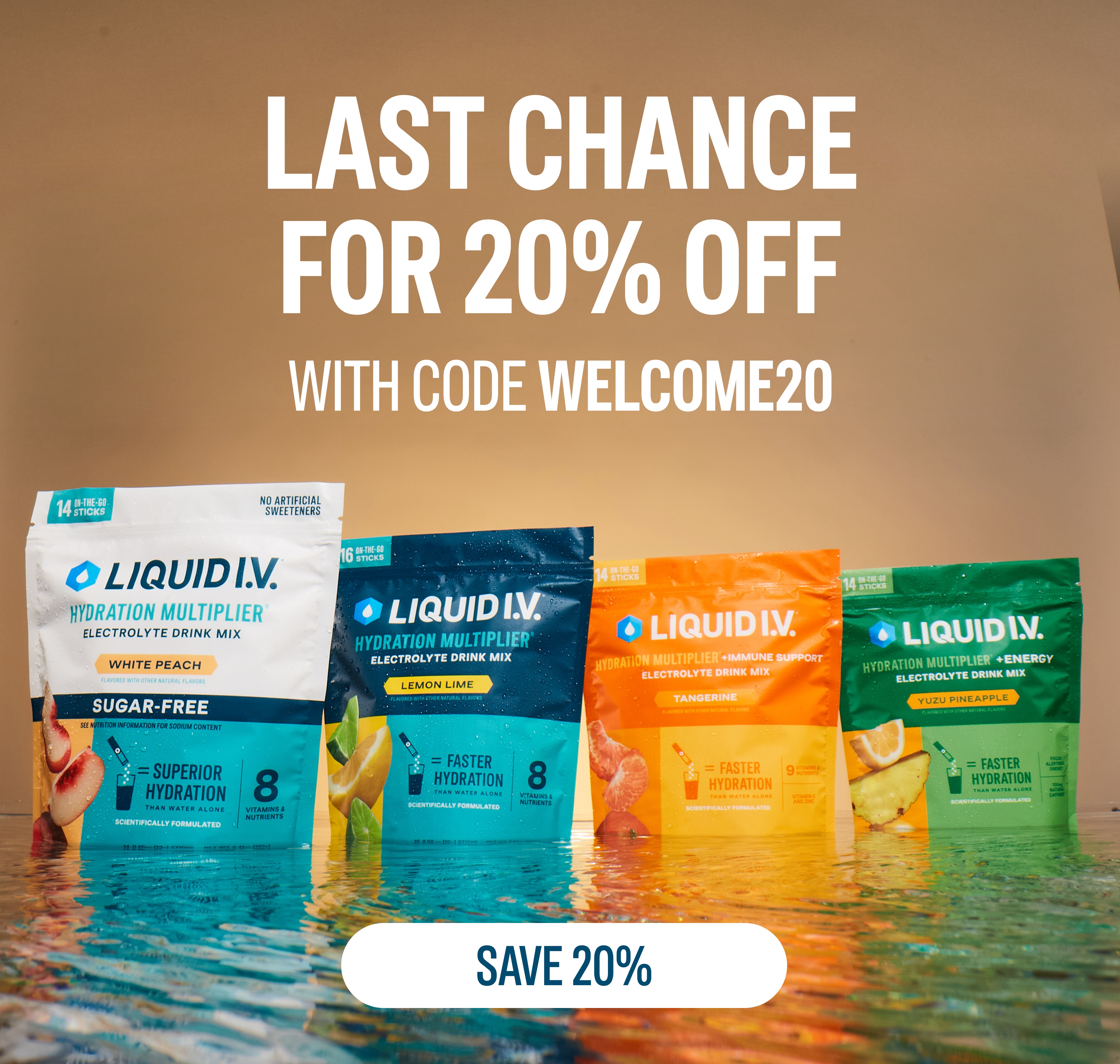Use code WELCOME20 for 20% off
