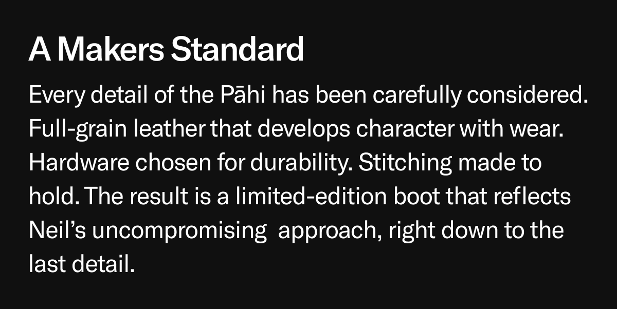 Every detail of the Pahi has been carefully considered.