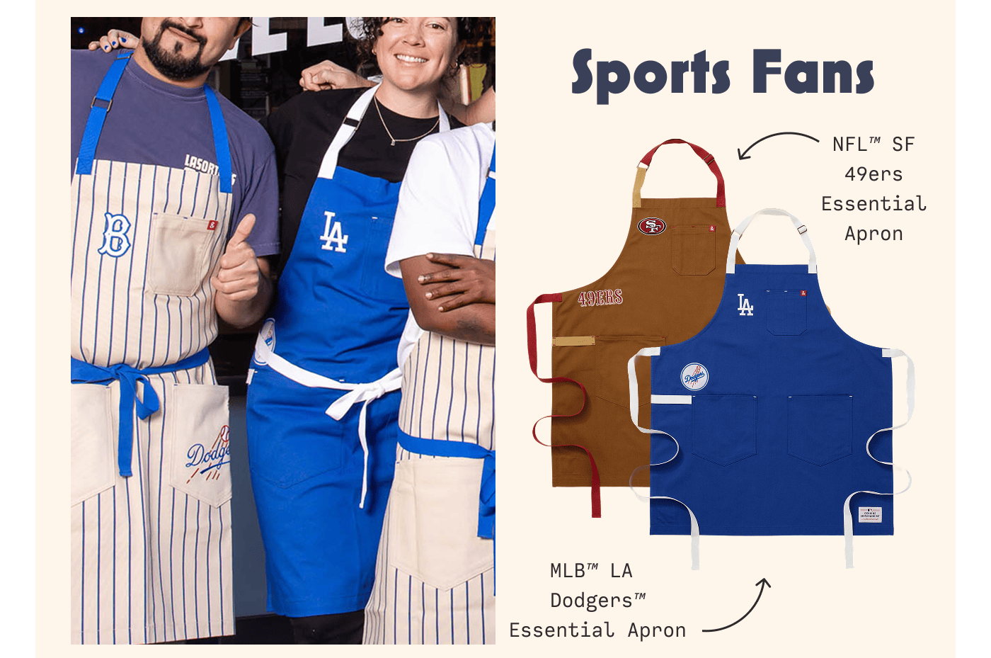 Sports Fans | NFL&trade; SF 49ers Essential Apron | MLB&trade; LA Dodgers&trade; Essential Apron