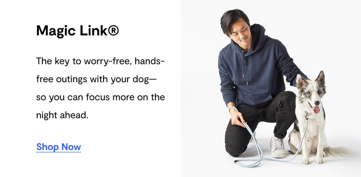 Magic Link&reg;. The key to worry-free, hands-free outings with your dog&mdash; so you can focus more on the night ahead. Shop Now