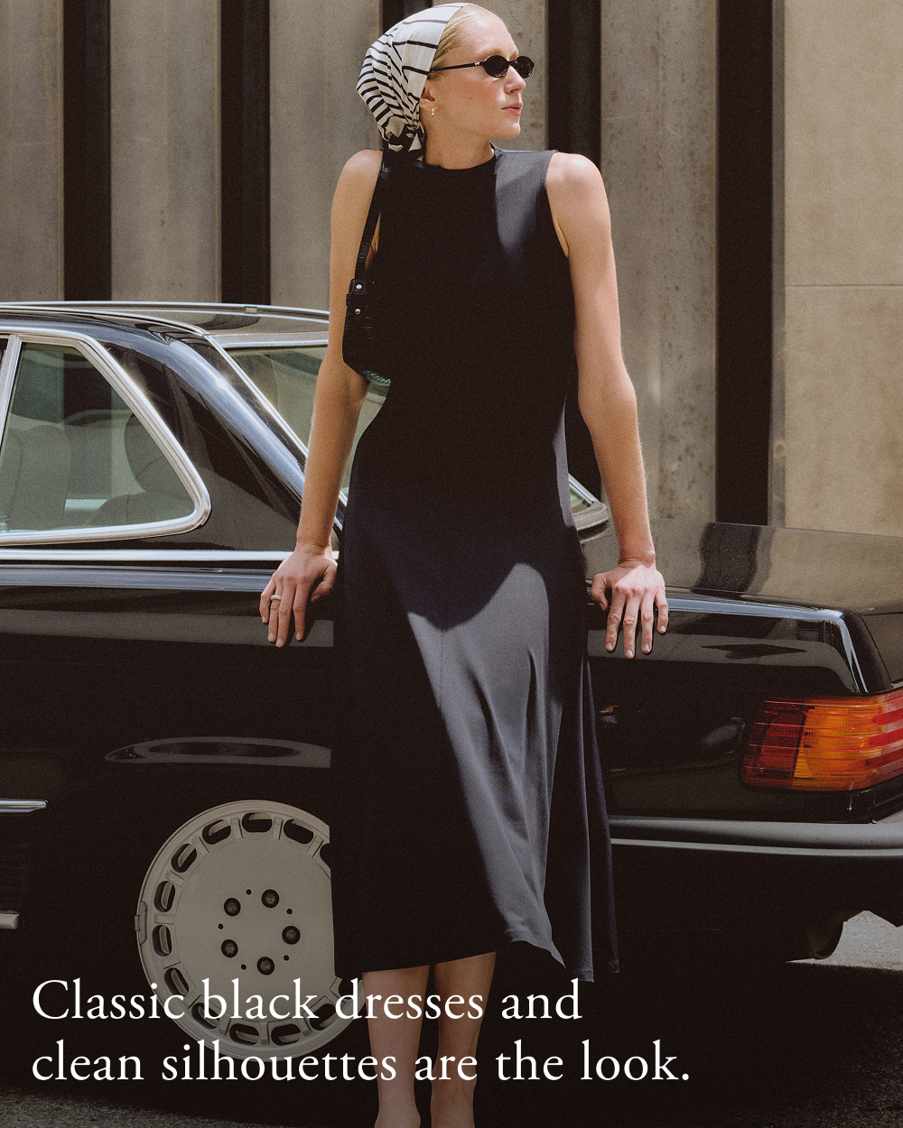 Classic black dresses and clean silhouettes are the look.