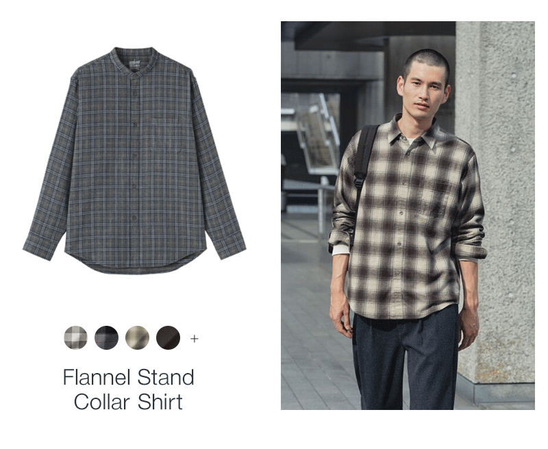 Shop Flannel Stand Collar Shirt 