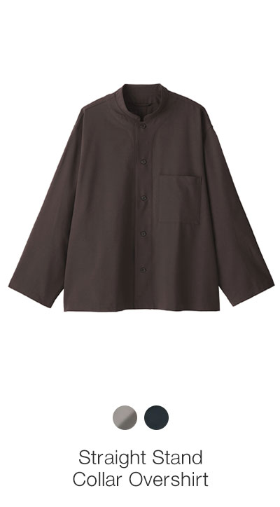 Straight Stand Collar Overshirt