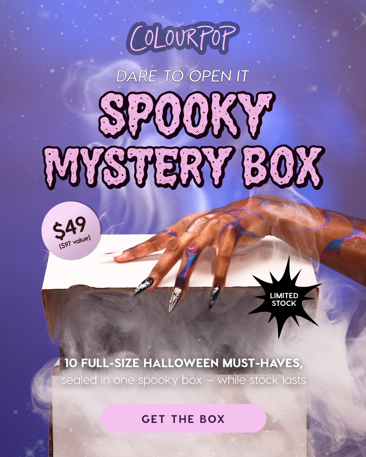 Shop the Spooky Mystery Box. $49 (112 value) 6 full-size halloween must-haves.