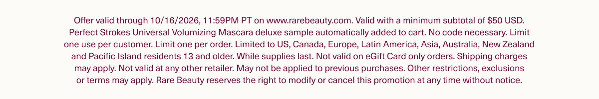 Rare Beauty Sales & Promotions Disclaimer