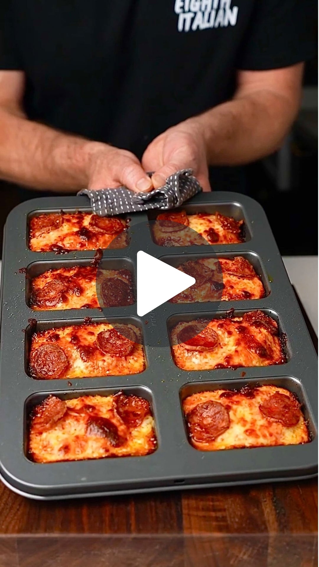 Mini Detroit-style pizzas