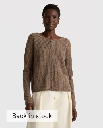 100% Yak Soft Rib Crew Cardigan