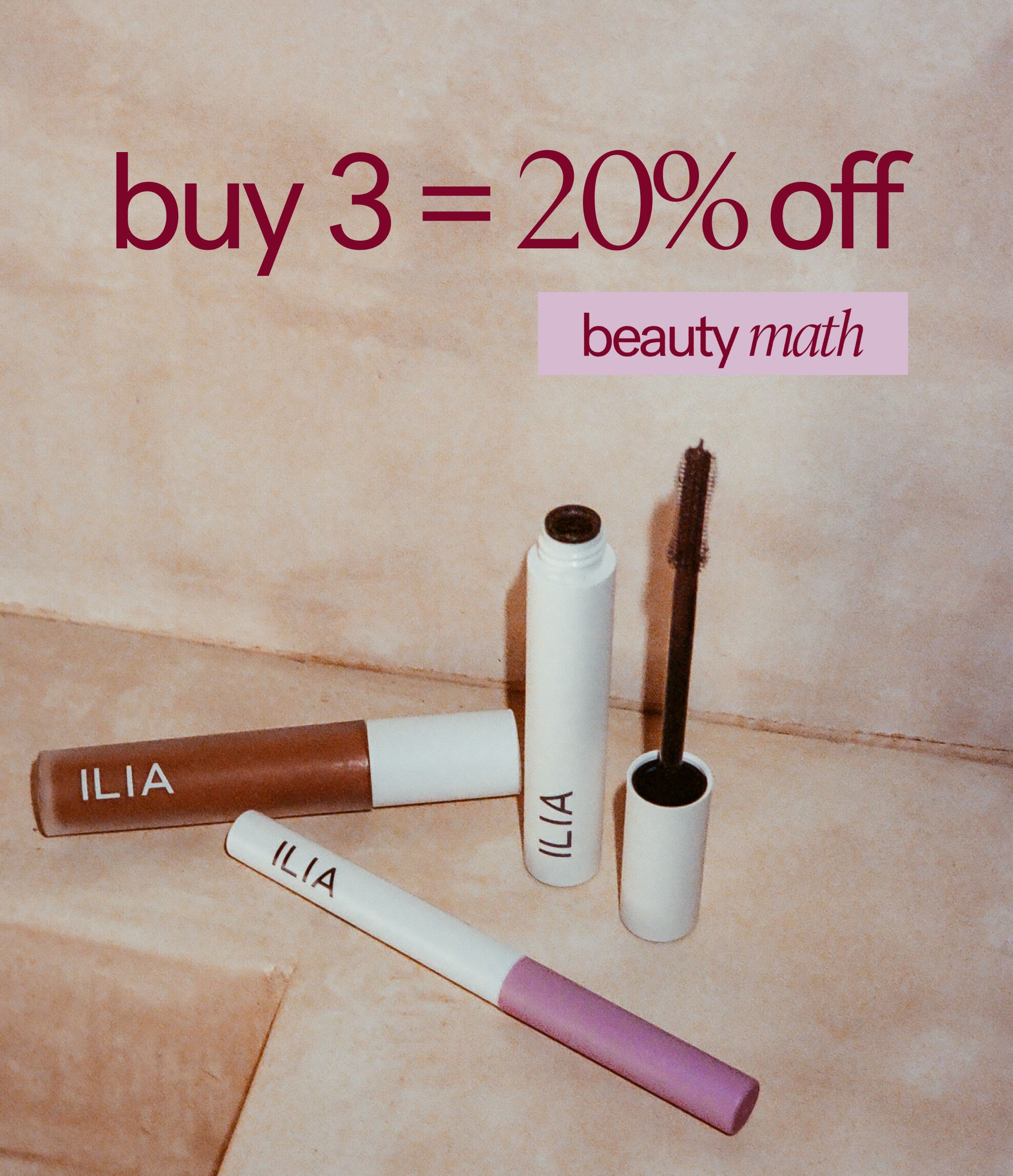 buy 3 = 20% off beauty math