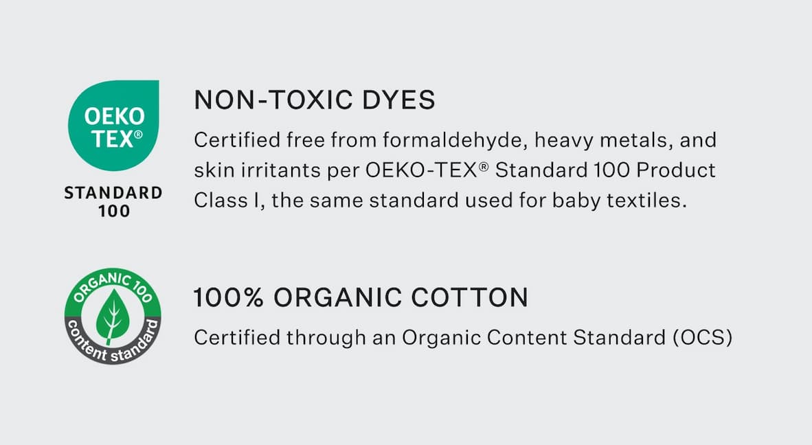 Non-Toxic Dyes & 100% Organic Cotton